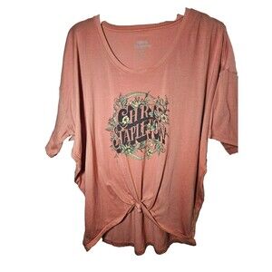 Chris Stapleton Women's Graphic T-Shirt XL Peach Floral Scoop Neck